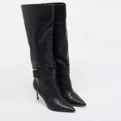 Pre Owned Malone Souliers Black  Leather Silvana Knee Length Boots Size 40