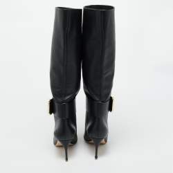 Pre Owned Malone Souliers Black  Leather Silvana Knee Length Boots Size 40