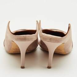 Pre Owned Malone Souliers Beige Leather and Suede Bobbi Mules Size 37.5