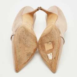 Pre Owned Malone Souliers Beige Leather and Suede Bobbi Mules Size 37.5