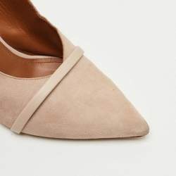 Pre Owned Malone Souliers Beige Leather and Suede Bobbi Mules Size 37.5