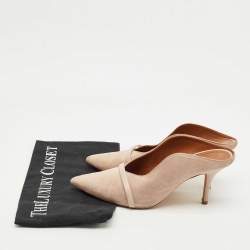 Pre Owned Malone Souliers Beige Leather and Suede Bobbi Mules Size 37.5