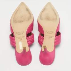 Pre Owned Malone Souliers Pink Leather Maisie Mules Size 38