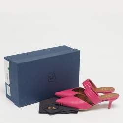 Pre Owned Malone Souliers Pink Leather Maisie Mules Size 38