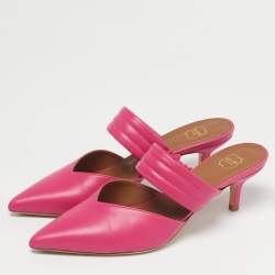 Pre Owned Malone Souliers Pink Leather Maisie Mules Size 38