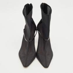 Pre Owned Malone Souliers Black Leather and Mesh Ankle Length Boots Size 40