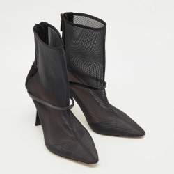 Pre Owned Malone Souliers Black Leather and Mesh Ankle Length Boots Size 40