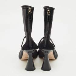 Pre Owned Malone Souliers Black Leather and Mesh Ankle Length Boots Size 40