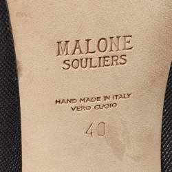 Pre Owned Malone Souliers Black Leather and Mesh Ankle Length Boots Size 40