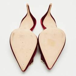 Pre Owned Malone Souliers Burgundy Velvet Mona Mules Size 39