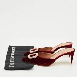Pre Owned Malone Souliers Burgundy Velvet Mona Mules Size 39