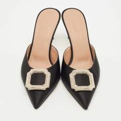 Pre Owned Malone Souliers Black Satin Mona Mules Size 40