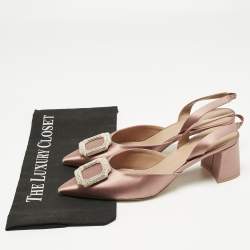 Pre Owned Malone Souliers Rose Gold Satin Marion Slingback Pumps Size 39