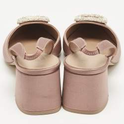 Pre Owned Malone Souliers Rose Gold Satin Marion Slingback Pumps Size 39