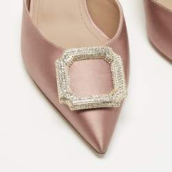 Pre Owned Malone Souliers Rose Gold Satin Marion Slingback Pumps Size 39