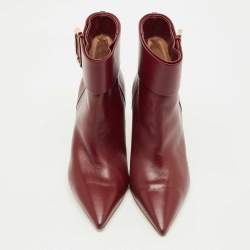 Pre Owned Malone Souliers Burgndy Leather Rossella Ankle Length Boots Size 40