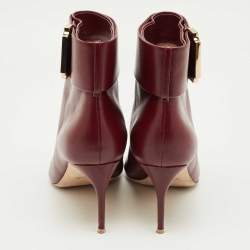 Pre Owned Malone Souliers Burgndy Leather Rossella Ankle Length Boots Size 40