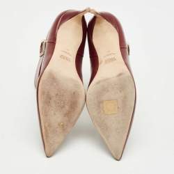 Pre Owned Malone Souliers Burgndy Leather Rossella Ankle Length Boots Size 40