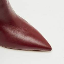 Pre Owned Malone Souliers Burgndy Leather Rossella Ankle Length Boots Size 40