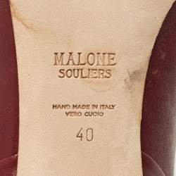 Pre Owned Malone Souliers Burgndy Leather Rossella Ankle Length Boots Size 40