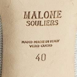 Pre Owned Malone Souliers Silver Leather and Mesh Monroe Pumps Size 40