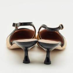 Pre Owned Malone Souliers Beige Canvas and Leather Jama Slingback Pumps Size 38