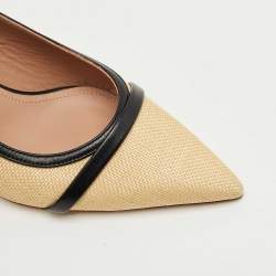 Pre Owned Malone Souliers Beige Canvas and Leather Jama Slingback Pumps Size 38