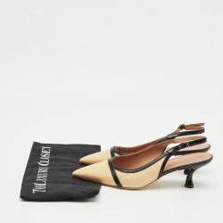 Pre Owned Malone Souliers Beige Canvas and Leather Jama Slingback Pumps Size 38