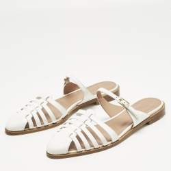 Pre Owned حذاء سلايد مالون سولييه إيليونورا جلد أبيض فلات مقاس 40