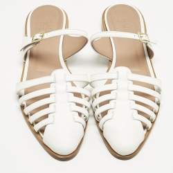 Pre Owned حذاء سلايد مالون سولييه إيليونورا جلد أبيض فلات مقاس 40