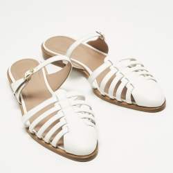 Pre Owned حذاء سلايد مالون سولييه إيليونورا جلد أبيض فلات مقاس 40