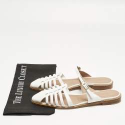 Pre Owned حذاء سلايد مالون سولييه إيليونورا جلد أبيض فلات مقاس 40