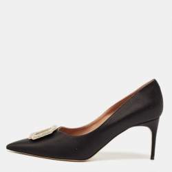 Pre Owned Malone Souliers Black Satin Monroe Pumps Size 40