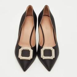 Pre Owned Malone Souliers Black Satin Monroe Pumps Size 40