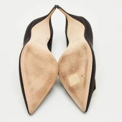 Pre Owned Malone Souliers Black Satin Monroe Pumps Size 40