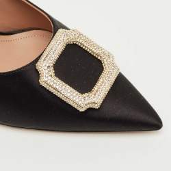 Pre Owned Malone Souliers Black Satin Monroe Pumps Size 40