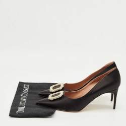 Pre Owned Malone Souliers Black Satin Monroe Pumps Size 40