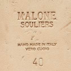 Pre Owned Malone Souliers Black Satin Spncer Ankle Wrap Ballet Flats Size 40