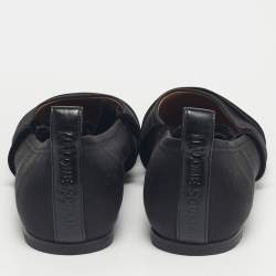 Pre Owned Malone Souliers Black Satin Spncer Ankle Wrap Ballet Flats Size 40