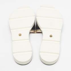 Pre Owned Malone Souliers Brown/Metallic Velvet and Foil Leather Flat Slides Size 36.5