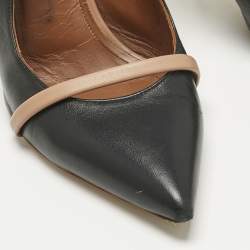 Pre Owned Malone Souliers Black/Beige Leather Maureen Pointed Toe Mules Size 39