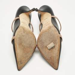 Pre Owned Malone Souliers Black/Beige Leather Maureen Pointed Toe Mules Size 39