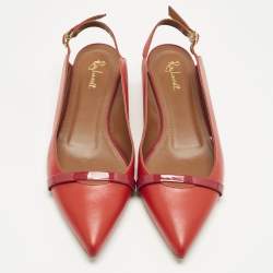 Pre Owned Malone Souliers x Roy Luwolt Red Leather Marion Luwolt Flat Slingback Sandals Size 37