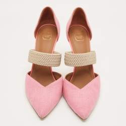 Pre Owned Malone Souliers Pink Canvas Maisie D'orsay Pumps Size 40