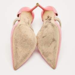 Pre Owned Malone Souliers Pink Canvas Maisie D'orsay Pumps Size 40