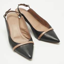 Pre Owned Malone Souliers Black Leather Marion Slingback Pumps Size 39.5