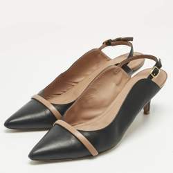 Pre Owned Malone Souliers Black Leather Marion Slingback Pumps Size 39.5