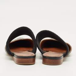 Pre Owned Malone Souliers Beige/Black Canvas Maisie Mules Size 36.5