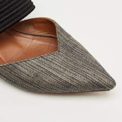 Pre Owned Malone Souliers Beige/Black Canvas Maisie Mules Size 36.5