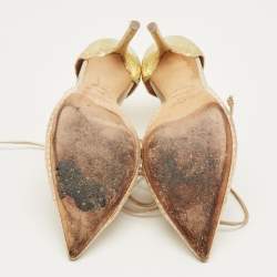 Pre Owned Malone Souliers Beige Python Embossed Leather Montana Booties Size 37